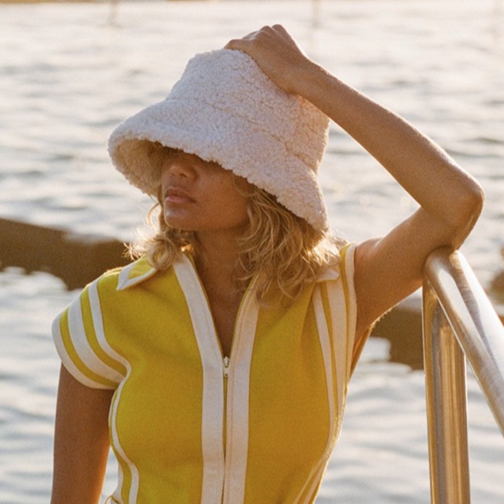 Lack of Color Ivory Teddy Fuzzy Bucket Hat